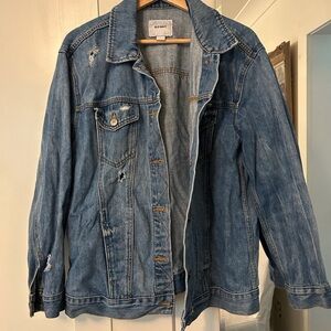 Woman’s Oversized Old Navy Denim Jacket. Size Large. Distressed.